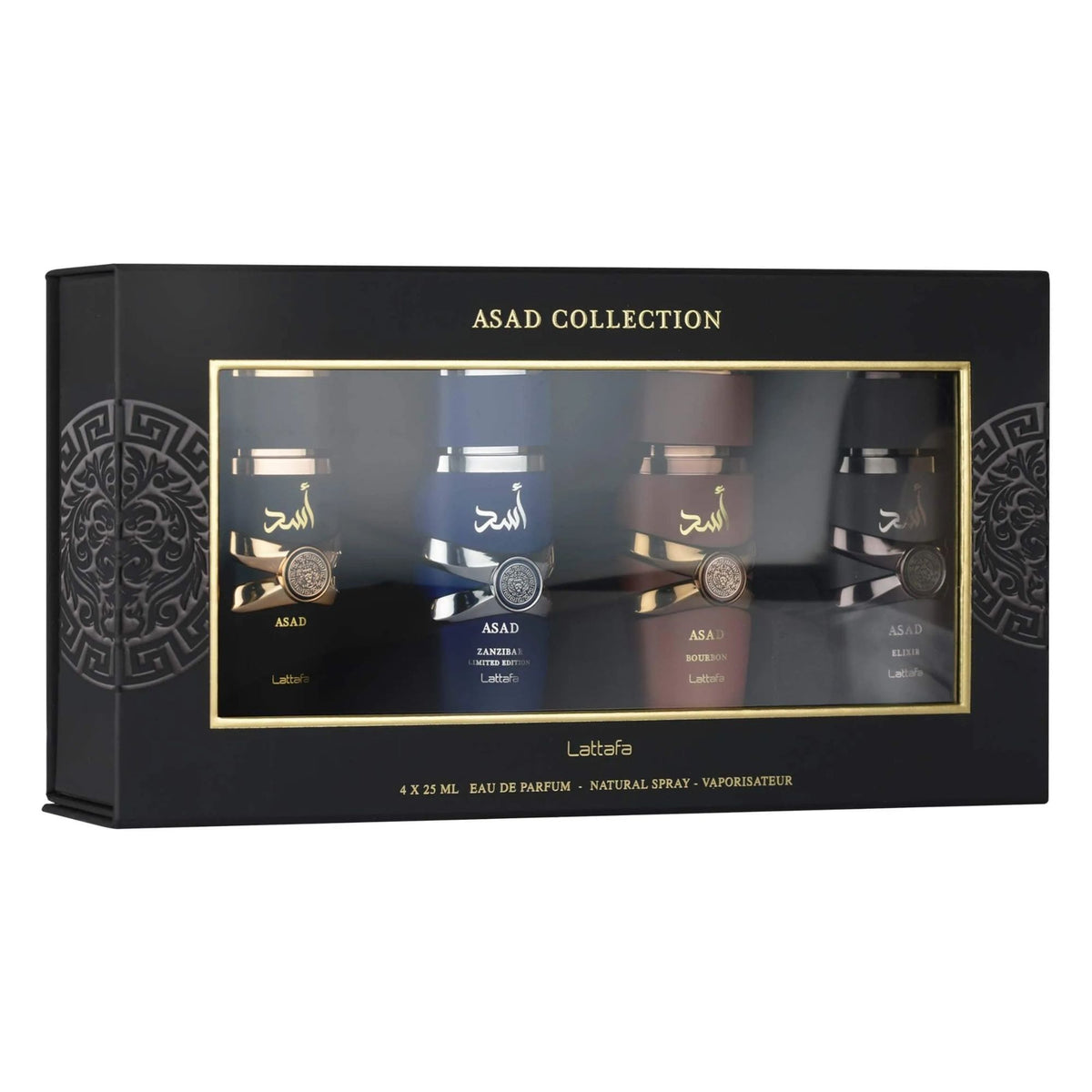 LATTAFA SET ASAD+ASAD ELIXIR+ASAD ZANZIBAR+ASAD BOURBON SET 4 PCS X 25ML